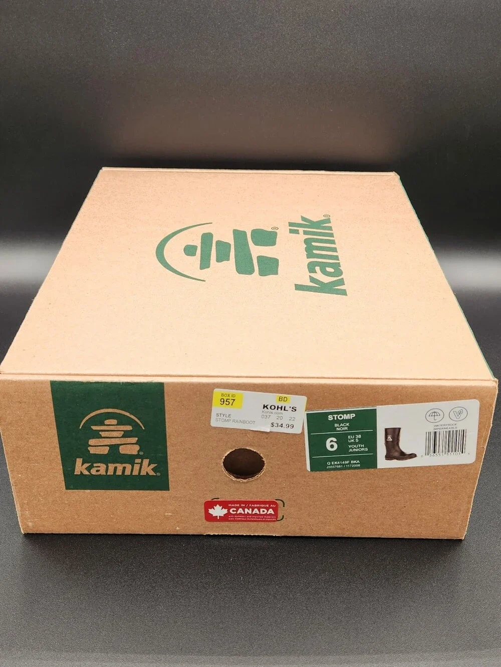 New in box! Kamik Youth Rainboot - Size 6